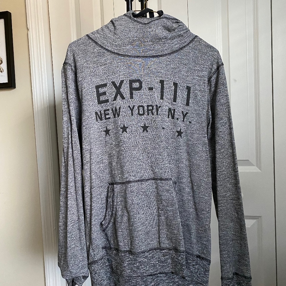 Express Men's Bottleneck Hoodie in Grey // Medium